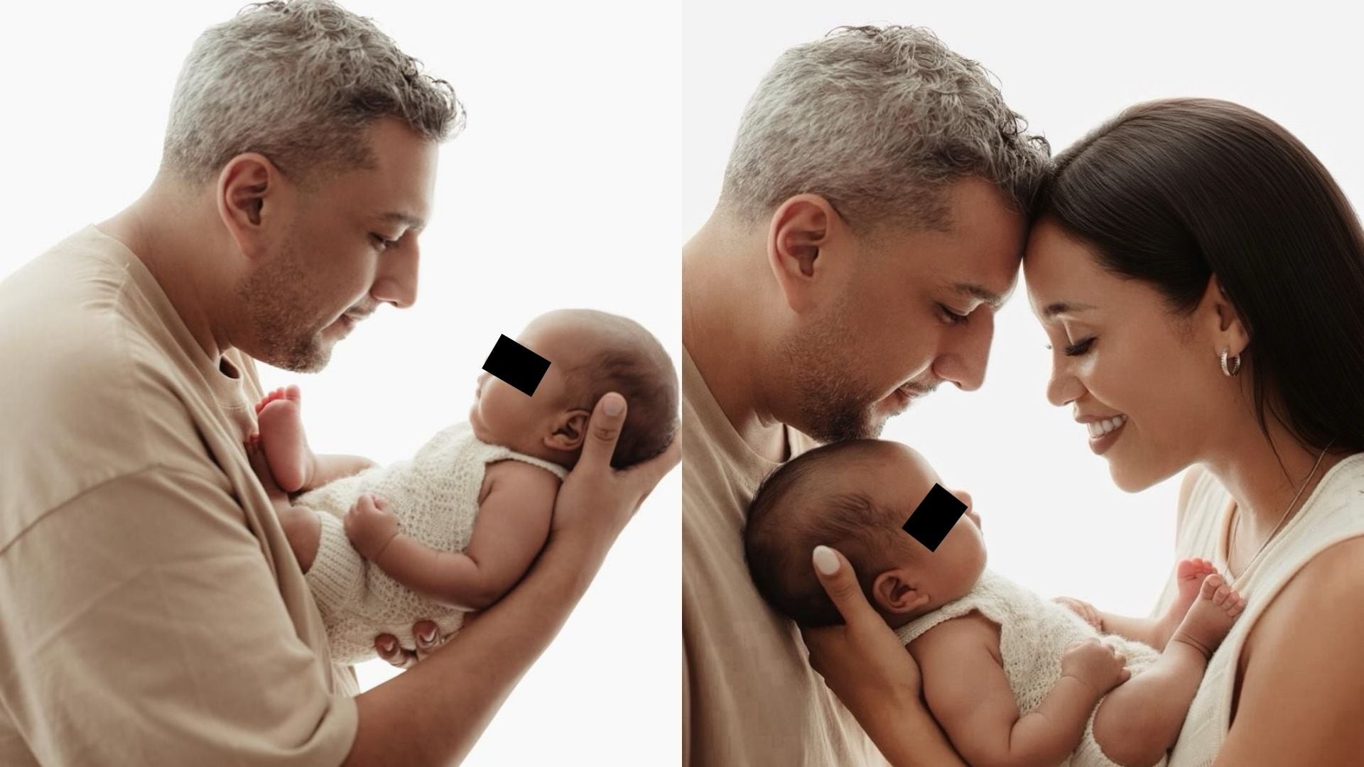 El comediante Ricardo Mendoza posa junto a su pareja y su hijo recién nacido en una sesión de fotos que acompañó con una reflexión sobre su vasectomía.