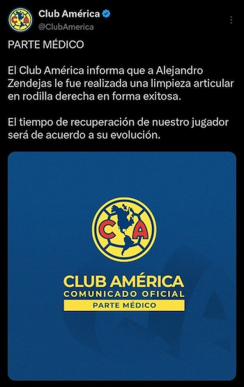 La directiva azulcrema detalló que el tiempo de recuperación del mediocampista dependerá de su evolución en los próximos días (Captura de pantalla)