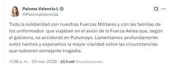 Paloma Valencia pediu esclarecimentos sobre isso