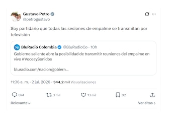 Gustavo Petro es partidario de que se transmitan por TV las sesiones de empalme