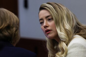 Actor Amber Heard speaks to