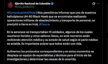 Los 19 ocupantes de la aeronave militar sobrevivieron al siniestro y cuatro de ellos sufrieron fracturas - crédito Prensa DAVAA / EJC
