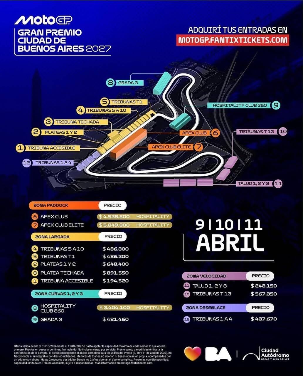 Los precios del MotoGP de Buenos Aires 2027