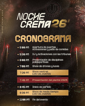 Cronograma de la Noche Crema