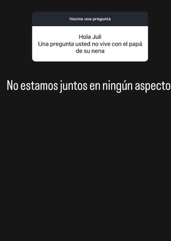 En una ronda de preguntas en Instagram, la empresaria aclaró que no mantiene ningún vínculo personal ni de convivencia con el padre de Dulce María - crédito @julianacalderon12/ Instagram