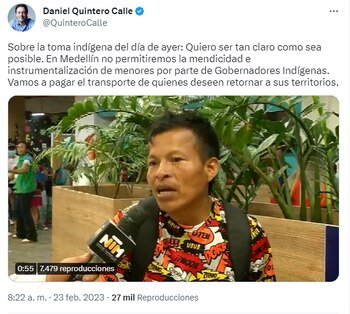Daniel Quintero se pronuncia sobre