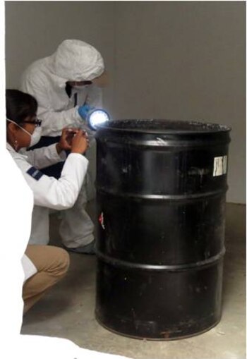 El tambo que contenía el