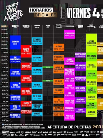 Horarios Paraeldía Viernes