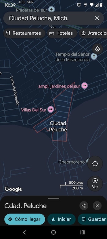 Ubicación de Ciudad Peluche, Morelia.