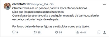 Chumel Torres comentario foto: Captura X