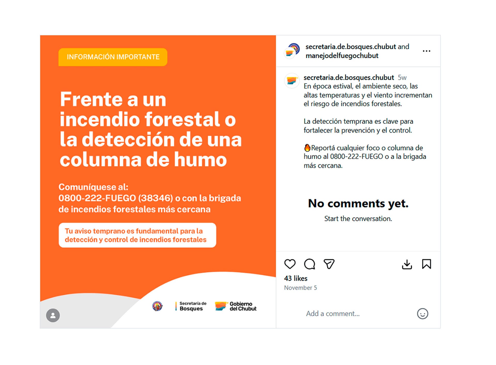 Qué hacer frente a un incendio forestal o detección de humo en Chubut
