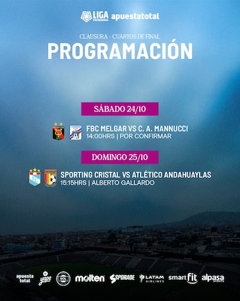 Programación de los cuartos de final del Torneo Clausura de la Liga 1 2026.