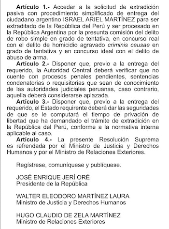 Gobierno peruano aprueba extradición de