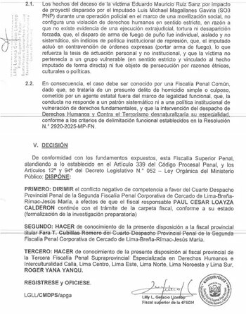 Resolución del Ministerio Público que