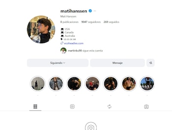 El perfil de Instagram de Matías Hanssen
