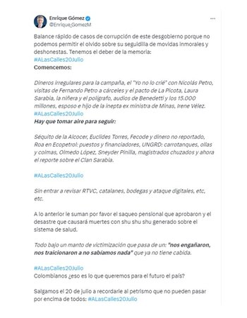 Enrique Gómez Martínez y los motivos por los que hay que marchar el 20 de julio