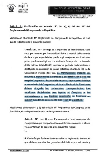 Proyecto del congresista Waldemar Cerrón