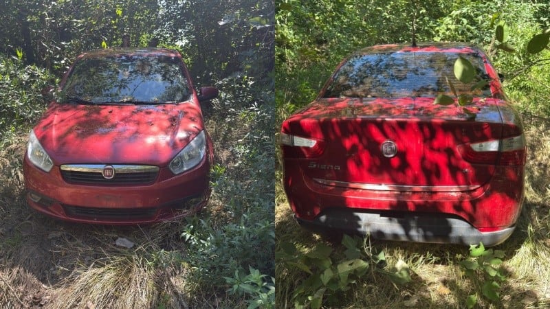 El Fiat Siena rojo de Omar Rendón apareció abandonado en un camino rural de Ricardone sin patentes ni batería