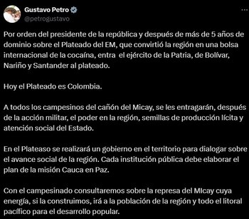 Presidente Petro celebró retoma del