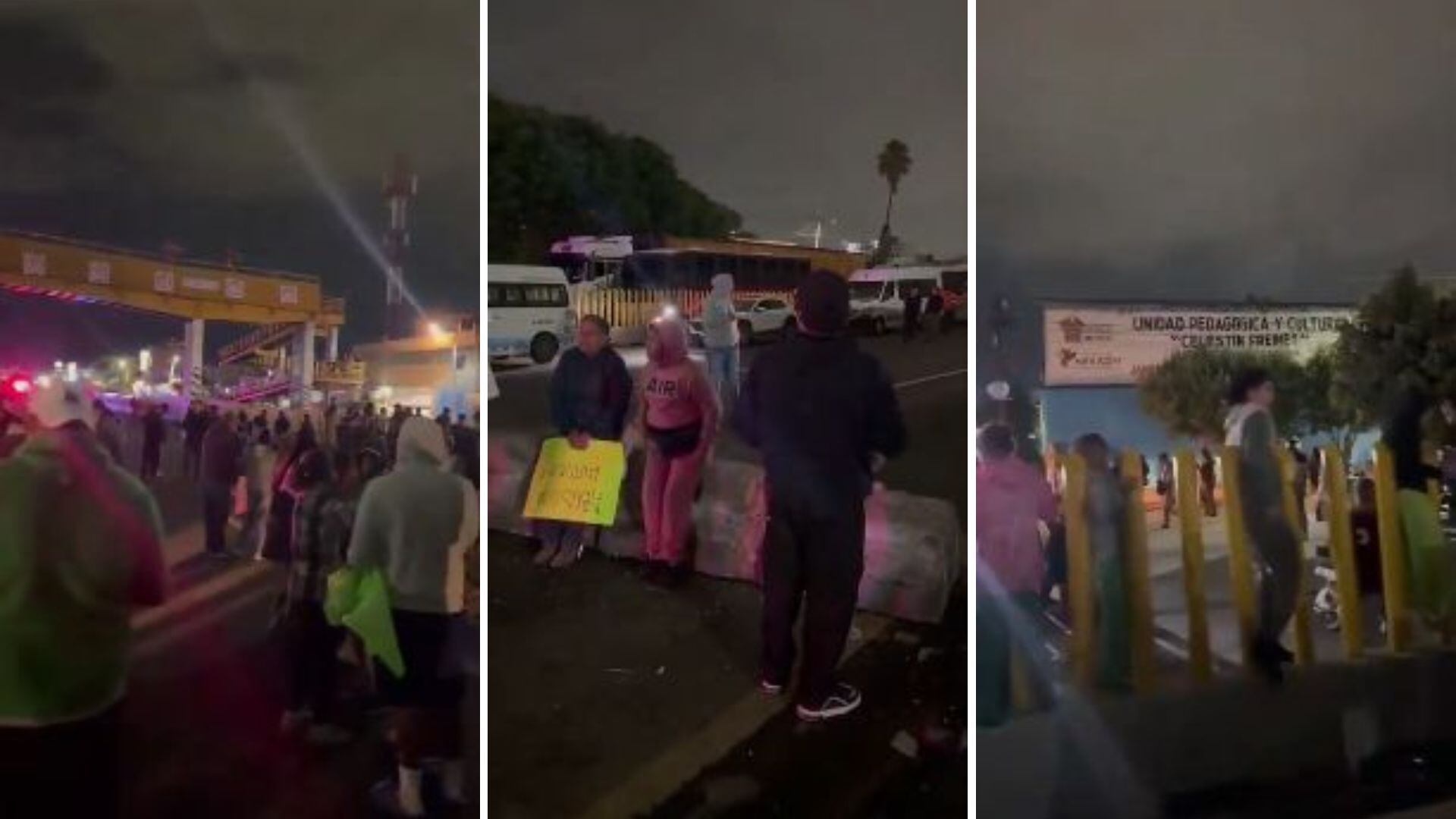 Manifestación en la autopista México-Puebla por la violencia de policías municipales en plantel educativo en Ixtapaluca, tras la detención de un docente (especial)