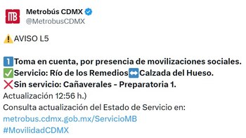 Avance en tiempo real de las diversas líneas de la red de transporte público capitalino.