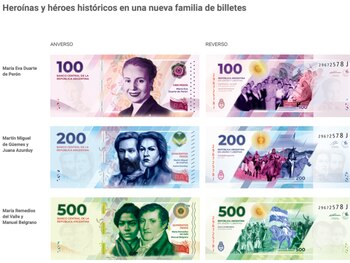 Para ganar tiempo, el BCRA diseñó los nuevos billetes sobre aquellos de la familia anterior que no llegaron a emitirse