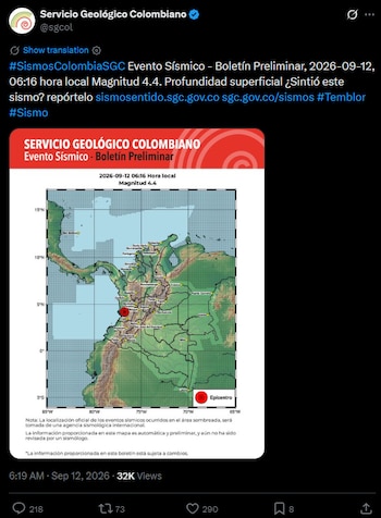Este fue el primer reporte del temblor en el Chocó-crédito @sgcol/X