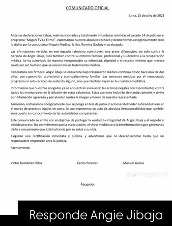 Comunicado de los abogados de