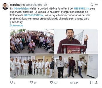 Martí Batres supervisa avance del