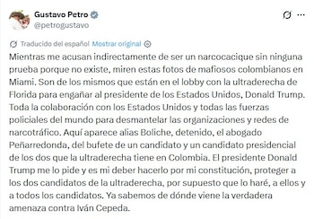 Gustavo Petro, presidente de Colombia sobre la foto que vincula a Abelardo de la Espriella y Alias Boliche - crédito captura de pantalla @GustavoPetro / X