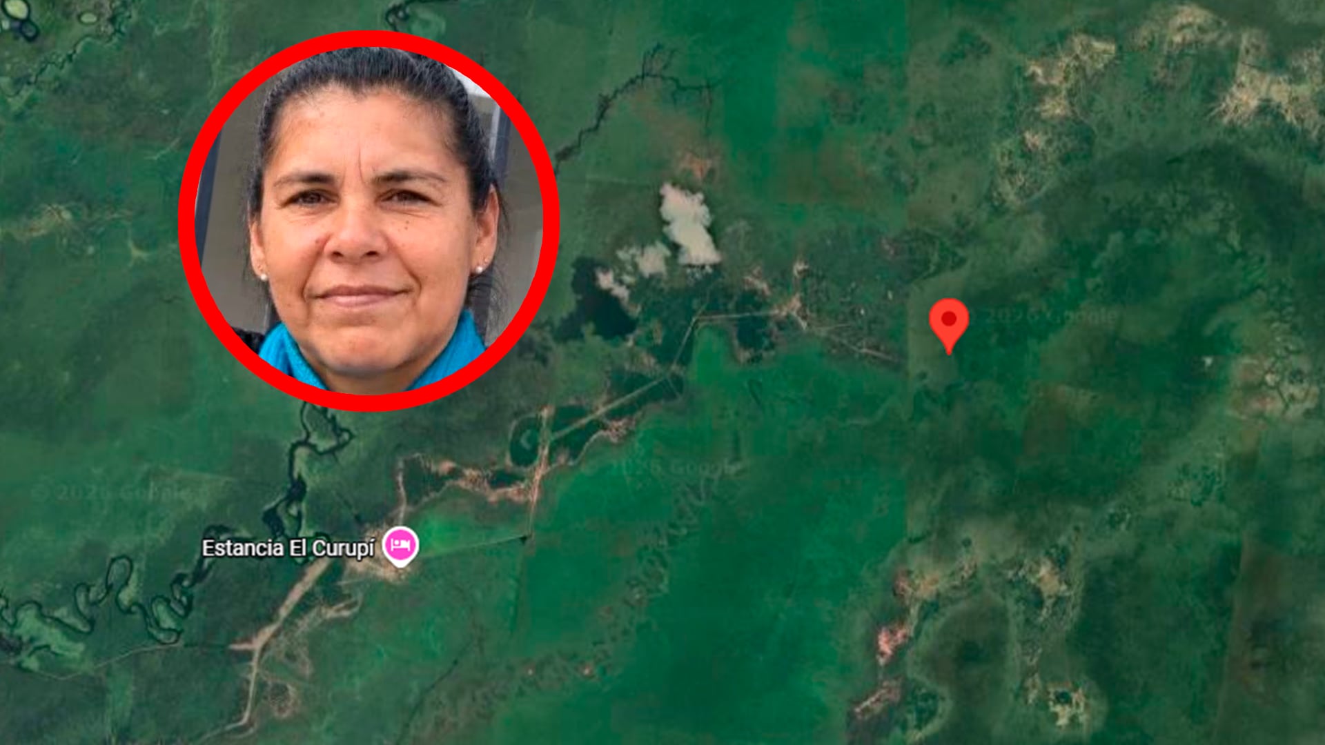 La ubicación marca el lugar en medio de la vegetación donde fue hallado el cuerpo de Nancy Godoy