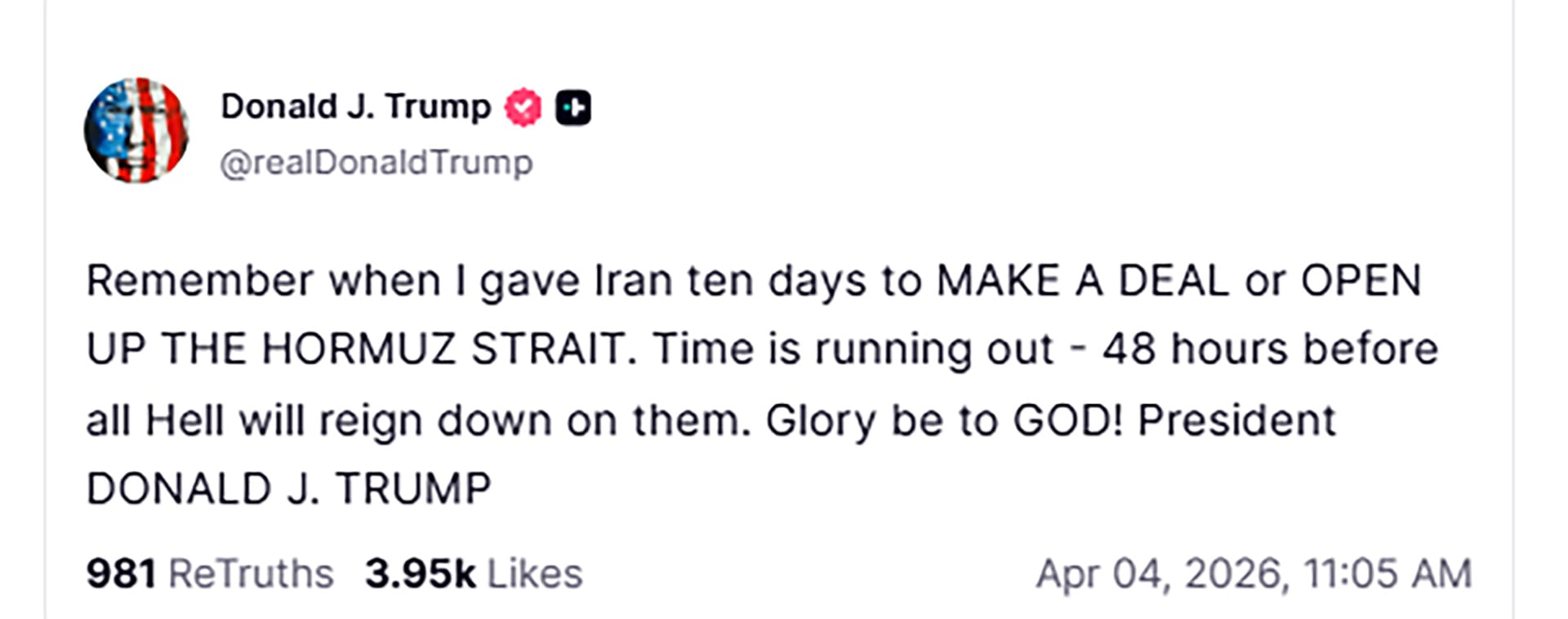 El mensaje de Donald Trump