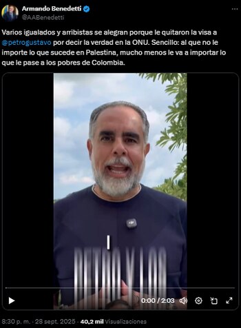 Benedetti afirmó en X que