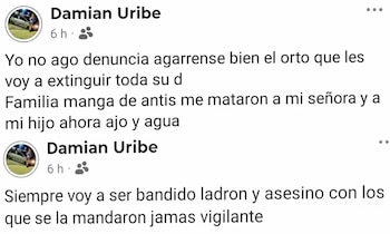 La publicaciones que realizó Uribe en su cuenta personal (Facebook: Infoaguilares)