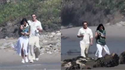 Brad Pitt, pillado con su nueva novia de origen madrileño y 26 años menor dando un paseo por una playa de California