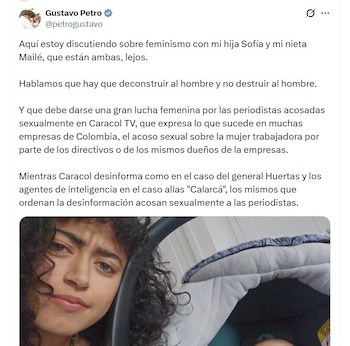 El mensaje de Petro sobre feminismo y derechos de las mujeres generó críticas inmediatas - crédito @petrogustavo/X