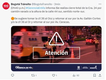crédito @BogotaTransito/X