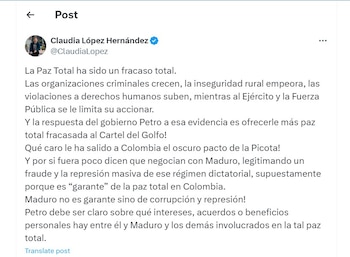 Claudia López le pidió al
