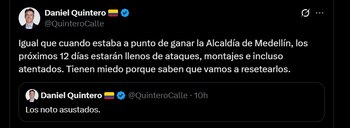 Daniel Quintero habló de supuestos