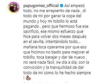 El mensaje del Papu Gómez