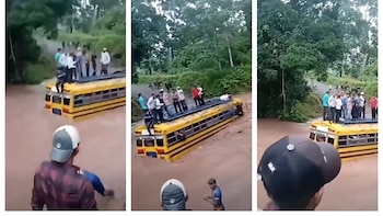 Motorista intentó cruzar un río crecido de Nicaragua y el bus quedó varado