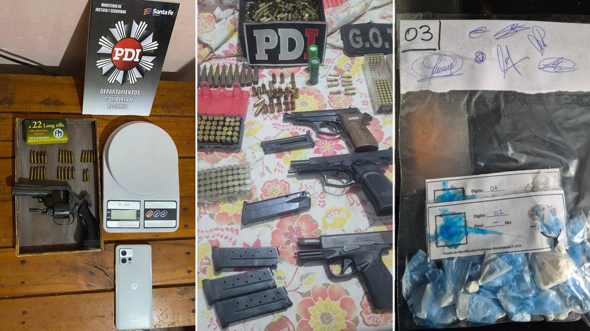 Las fuerzas de seguridad incautaron doce armas y un kilo de cocaína en la región.