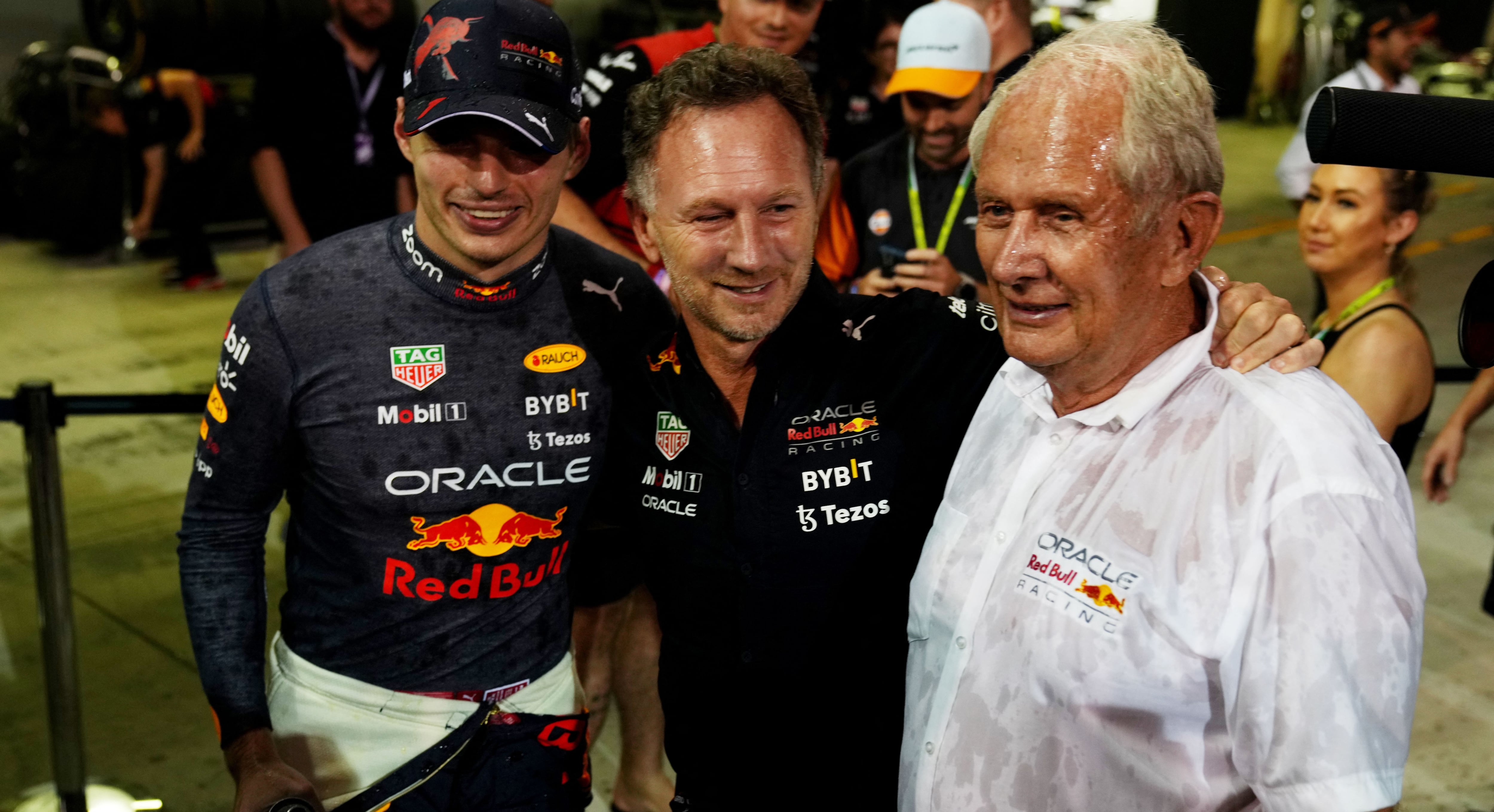 Max Verstappen junto a Horner y Marko en la era exitosa de Red Bull en la F1