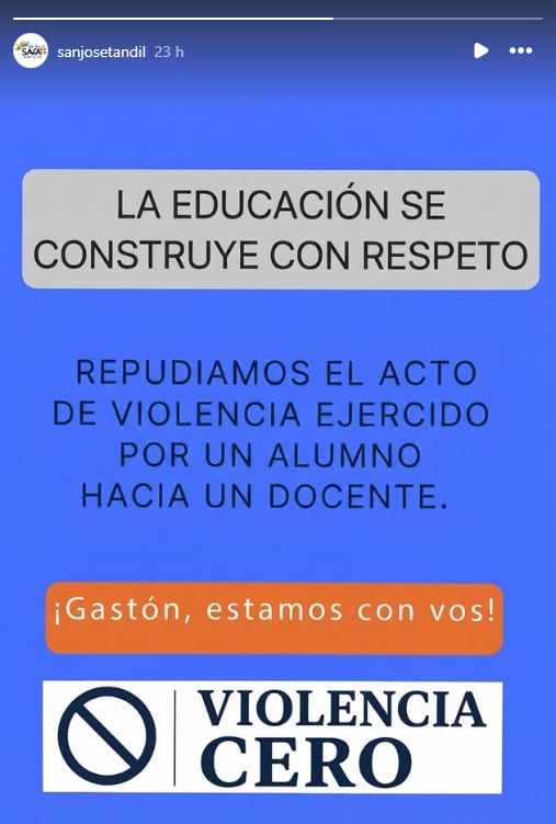 Desde el Colegio San José repudiaron el ataque al profesor (Foto/Instagram)