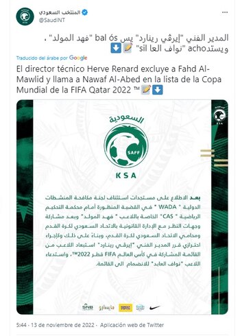 El comunicado de la federación