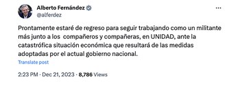 Alberto Fernández pasará Navidad y