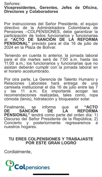 Empleados de Colpensiones tendrían que