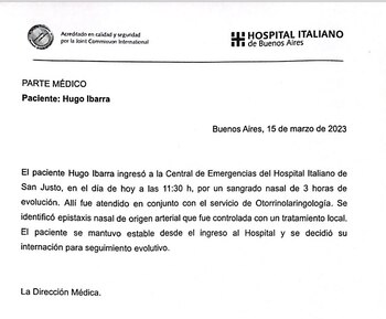 El parte médico de Boca