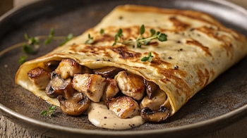 Crepes de pollo con champiñones: