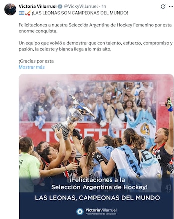 La vicepresidenta felicitó a La leonas